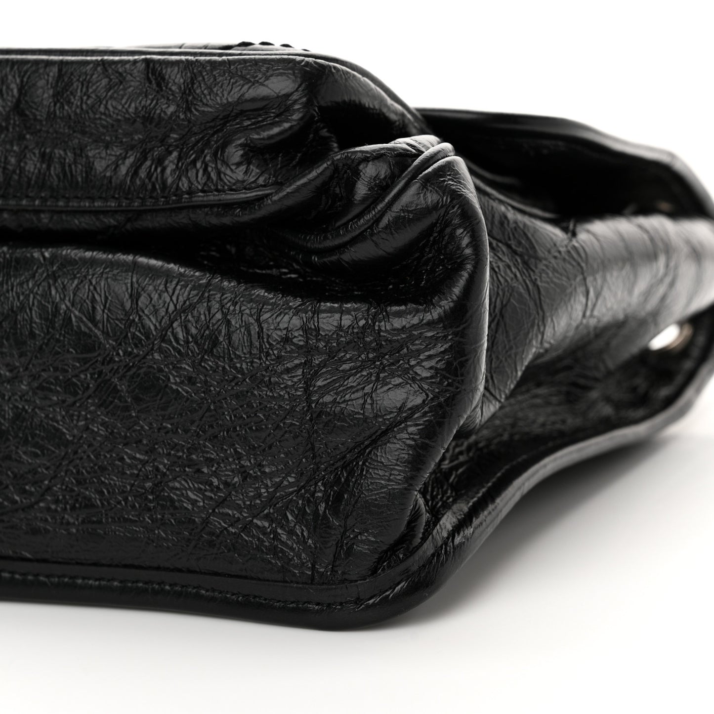 Crinkled Calfskin Matelasse Monogram Medium Niki Chain Satchel Black
