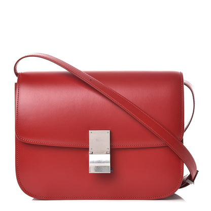 Celine Box Calfskin Medium Classic Box Flap Bag Red 1 of 9