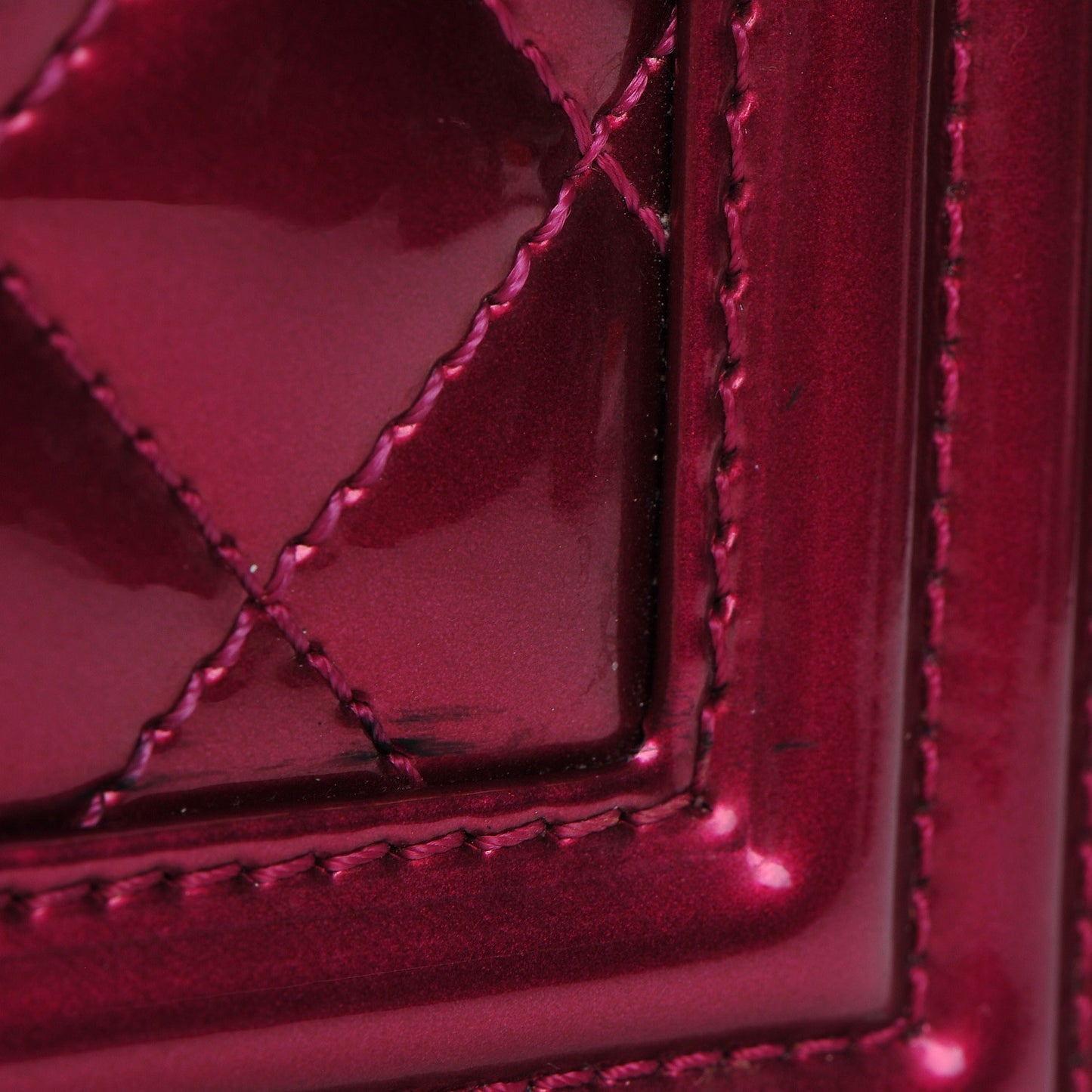 Metallic Patent Quilted Small Boy Flap Fuchsia