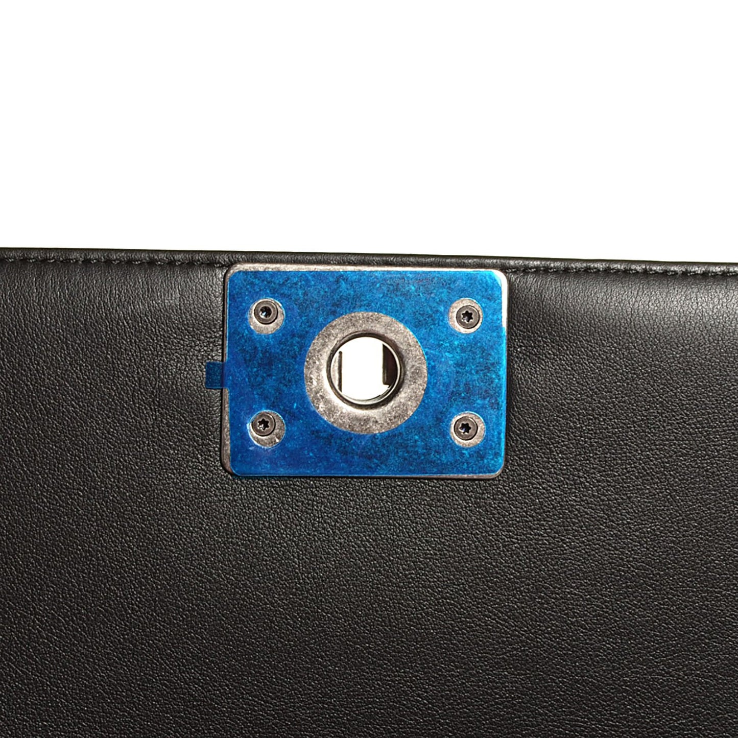 Calfskin Quilted Large Boy Flap Black