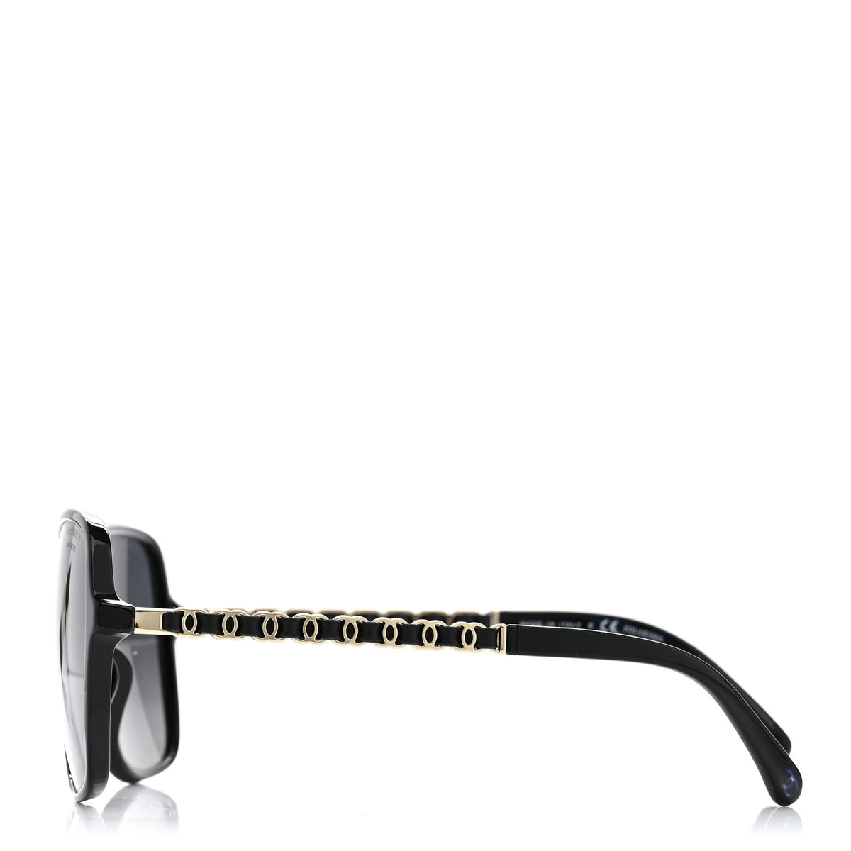 Metal Calfskin Polarized CC Chain Pilot Sunglasses 5439-Q-A Black