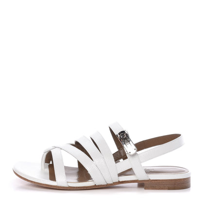 Hermes Patent Epsom Marine Sandals 35.5 White 1 of 13