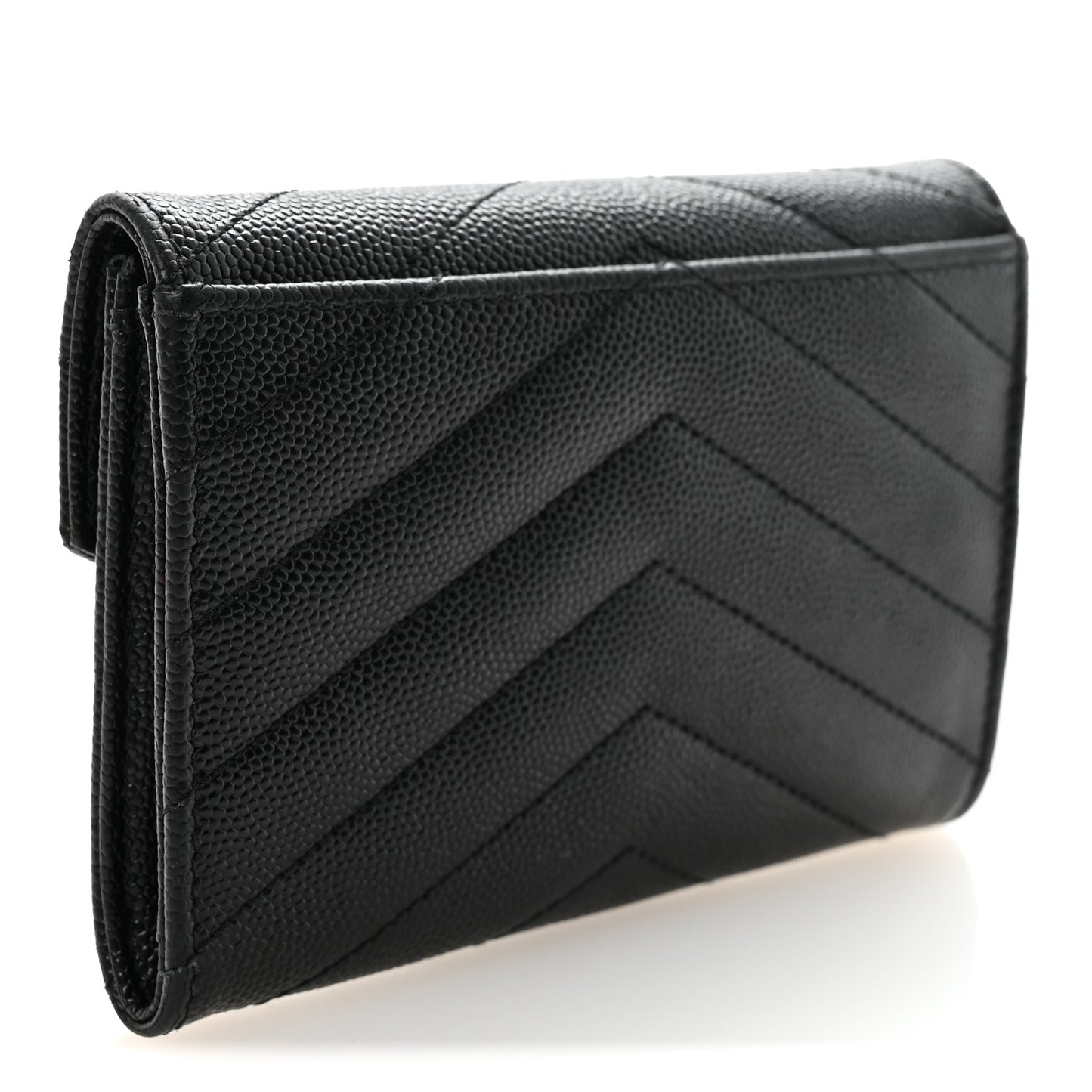 Grain De Poudre Matelasse Chevron Small Monogram Envelope Wallet Black