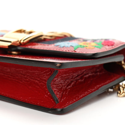 Gucci Patent Embroidered Super Mini Sylvie Chain Shoulder Bag Red 10 of 11