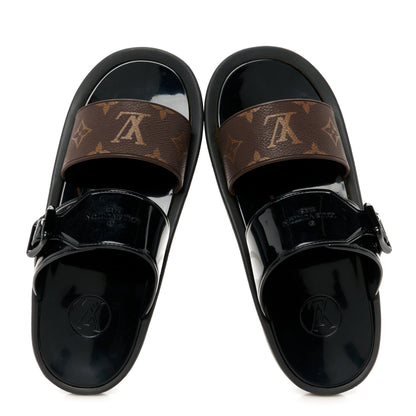 Louis Vuitton Monogram Sunbath Flat Mule Sandals 38 Black 2 of 11