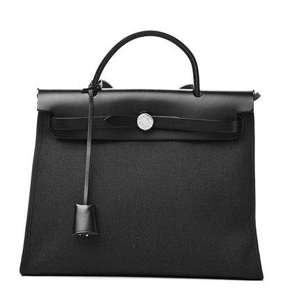 Hermes Military Toile Vache Hunter Herbag Zip PM 31 Black 3 of 13