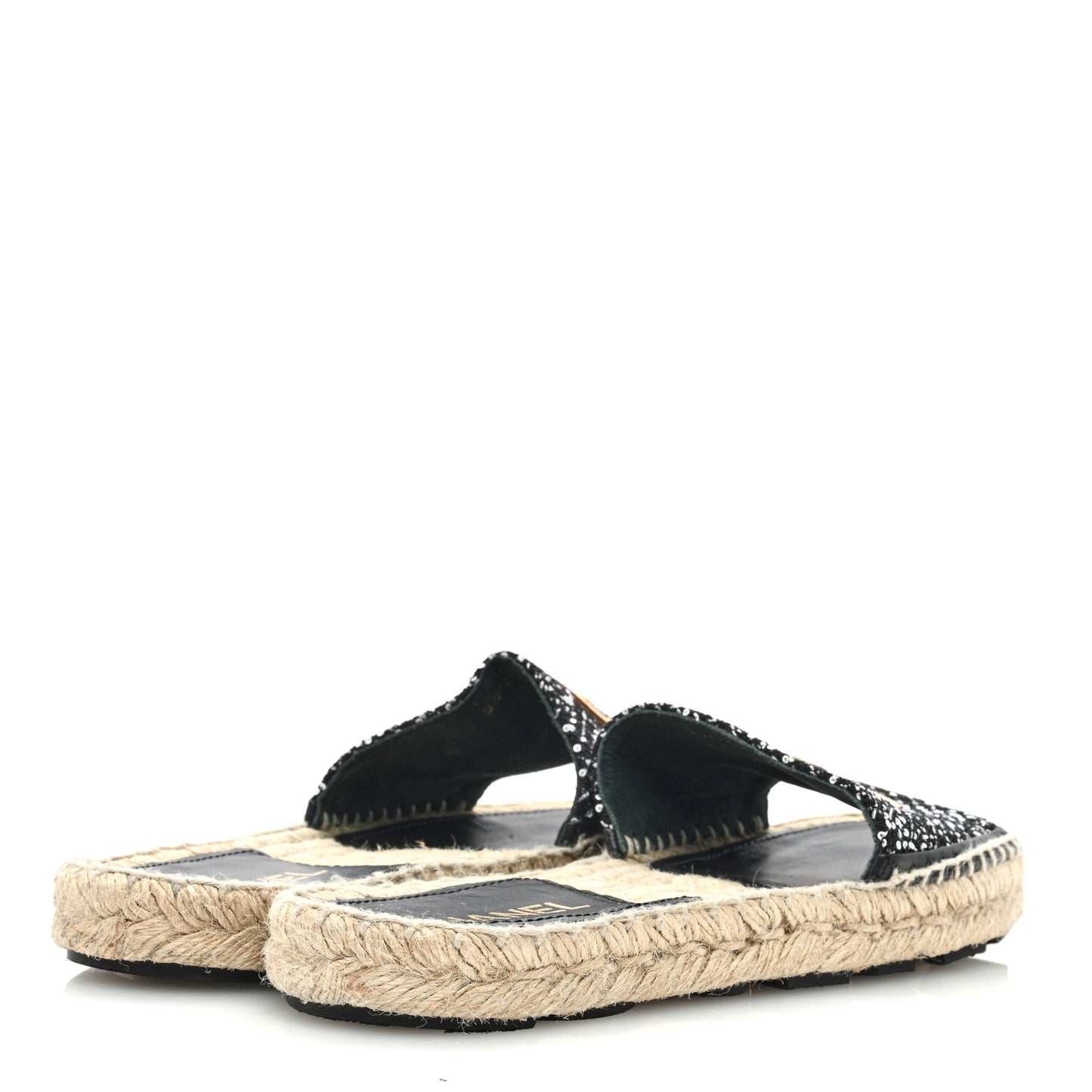 Wool Laminated Lambskin CC Slide Sandals 40 Black Gold
