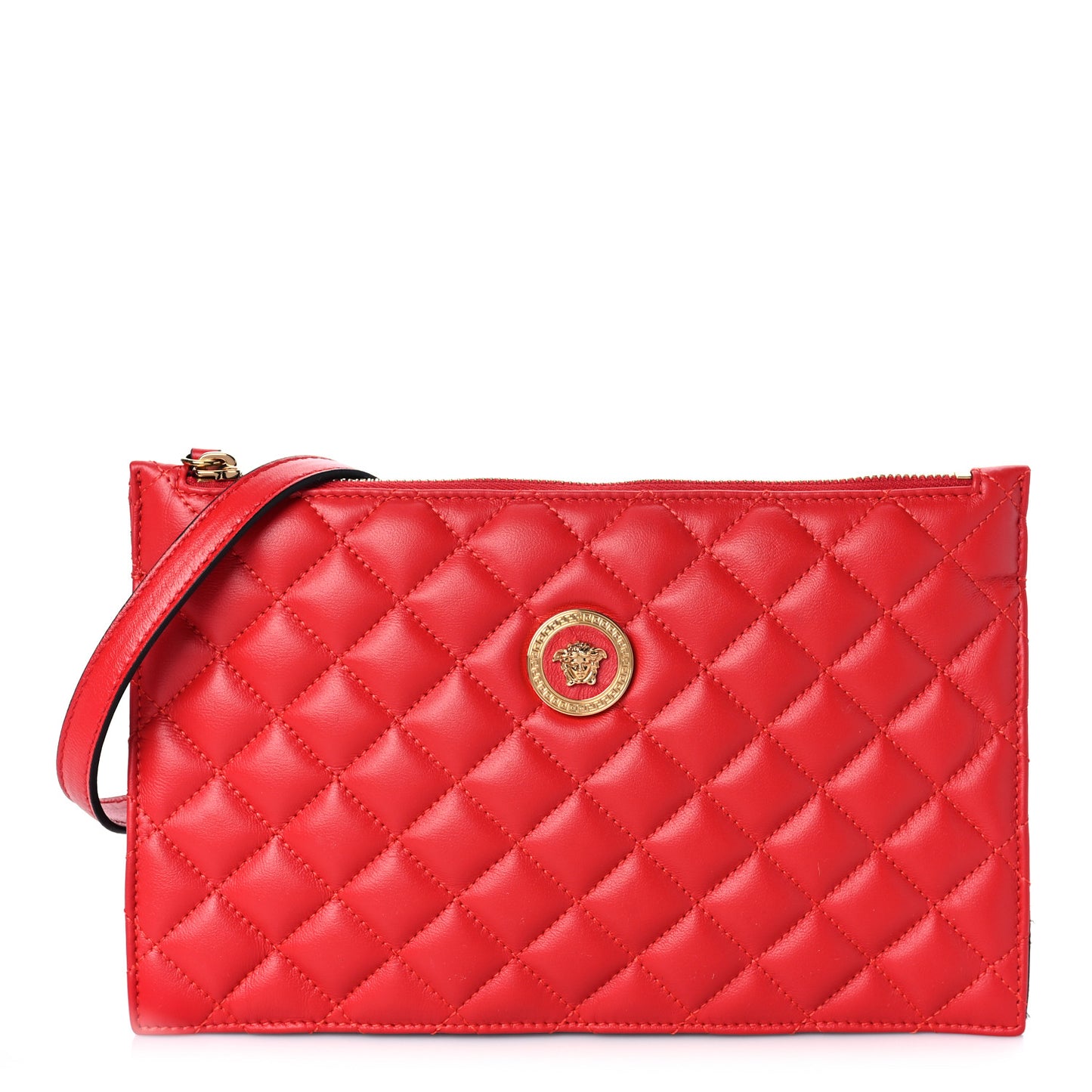Calfskin Quilted Small Tribute Icon Pouch Red