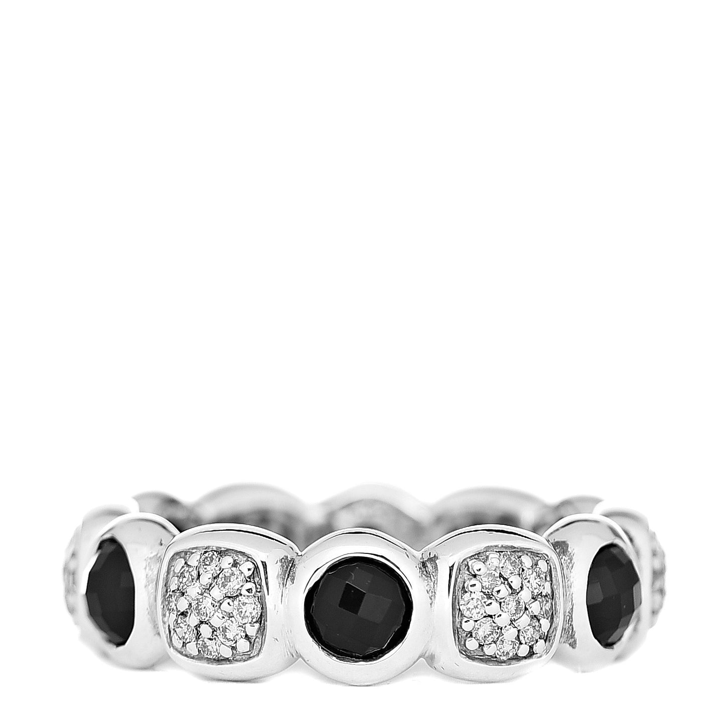 Sterling Silver Diamond Black Onyx Chiclet Ring 54 7