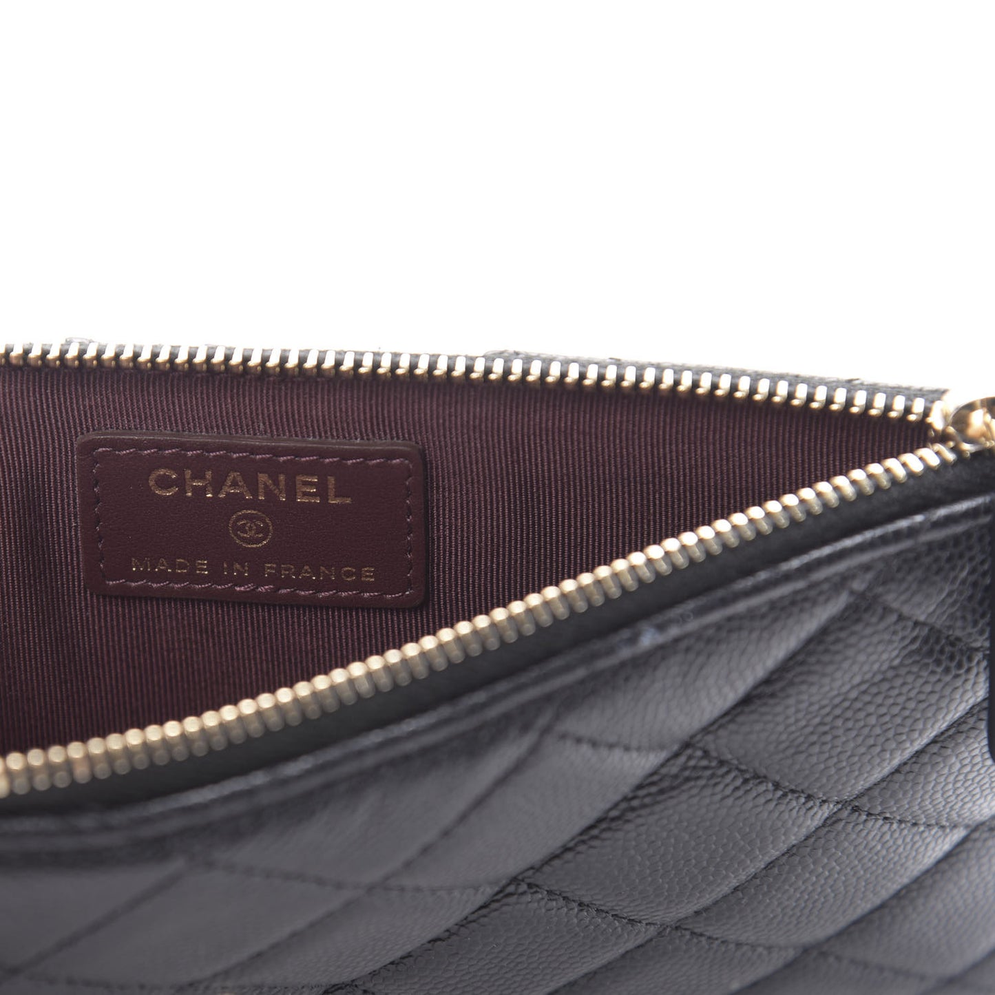Caviar Quilted Classic Flat Wallet Pouch Black