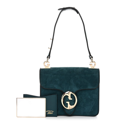 Gucci Suede Calfskin Small 1973 Shoulder Flap Bag Blue 3 of 12