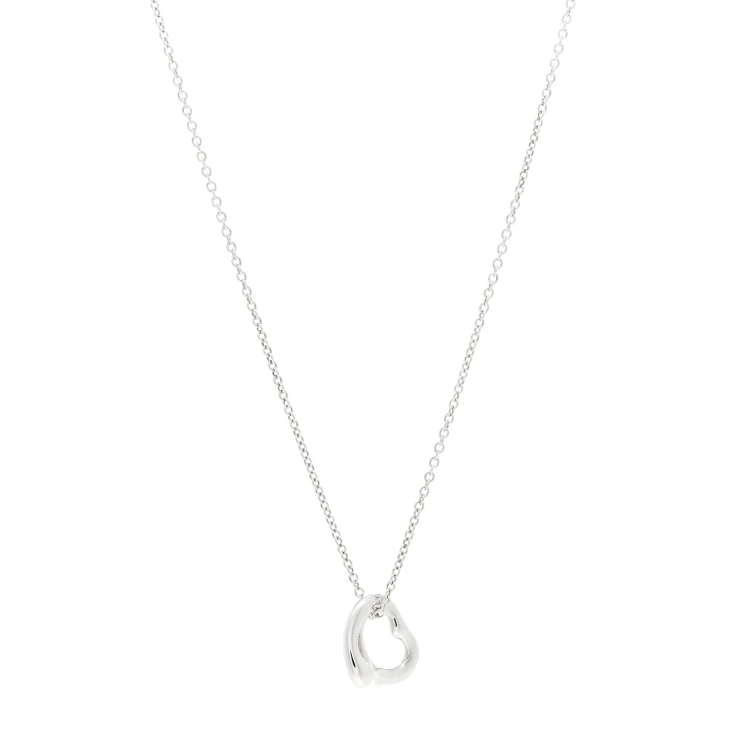 Sterling Silver 11mm Elsa Peretti Open Heart Pendant Necklace