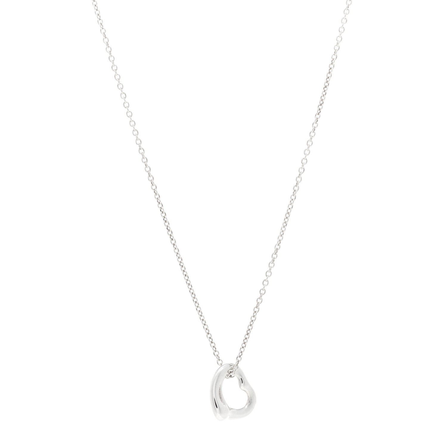 Tiffany Sterling Silver 11mm Elsa Peretti Open Heart Pendant Necklace 1 of 4