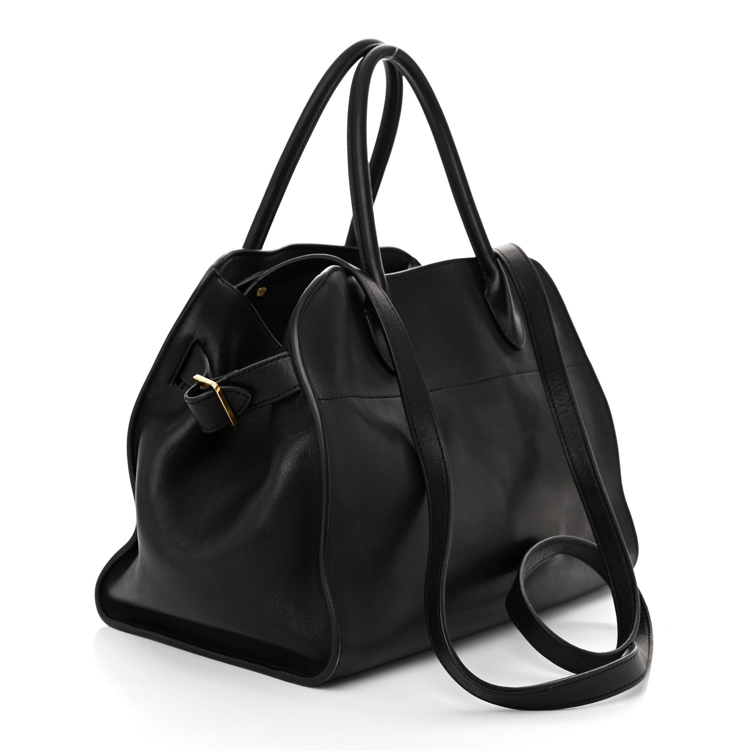 The Row Polished Saddle Calfskin Soft Margaux 12 Black 3 of 11