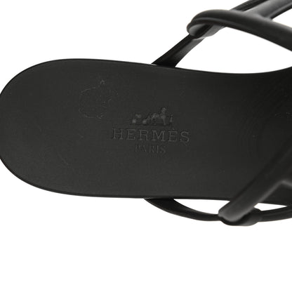 Hermes Rubber Womens Egerie Sandals 37 Black 7 of 9