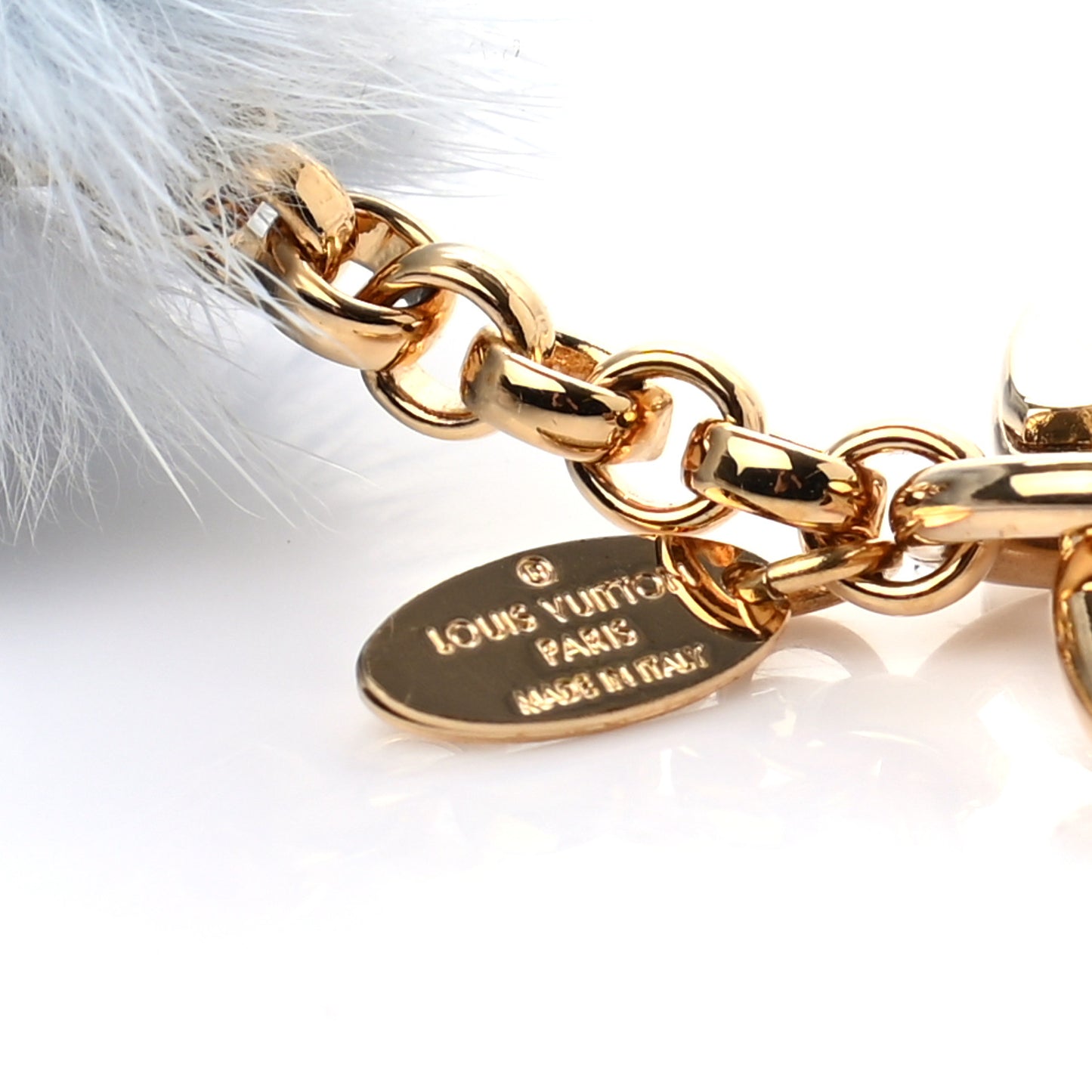 Resin Wood Mink Fur Vivienne Ski Bag Charm Key Holder