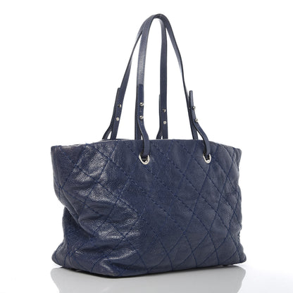 Chanel Glazed Calfskin Large On The Road Tote Dark Blue 3 of 12