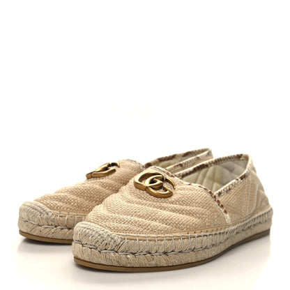 Gucci Straw Elaphe Matelasse GG Marmont Espadrilles 39 Natural Cream Brown 3 of 8