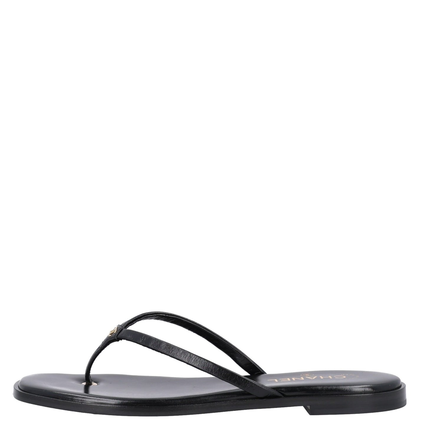 Goatskin CC Times Square Thong Sandals 42 Black