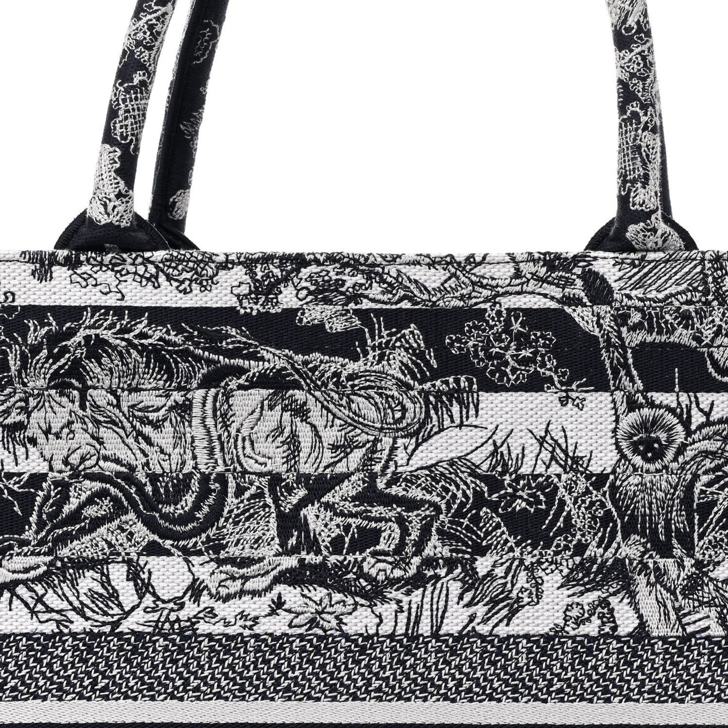 Canvas Embroidered Large Dioriviera Reverse Striped Toile De Jouy Book Tote Blue White