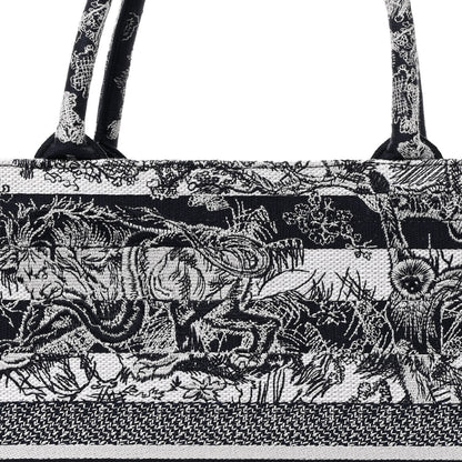 Christian Dior Canvas Embroidered Large Dioriviera Reverse Striped Toile De Jouy Book Tote Blue White 8 of 12