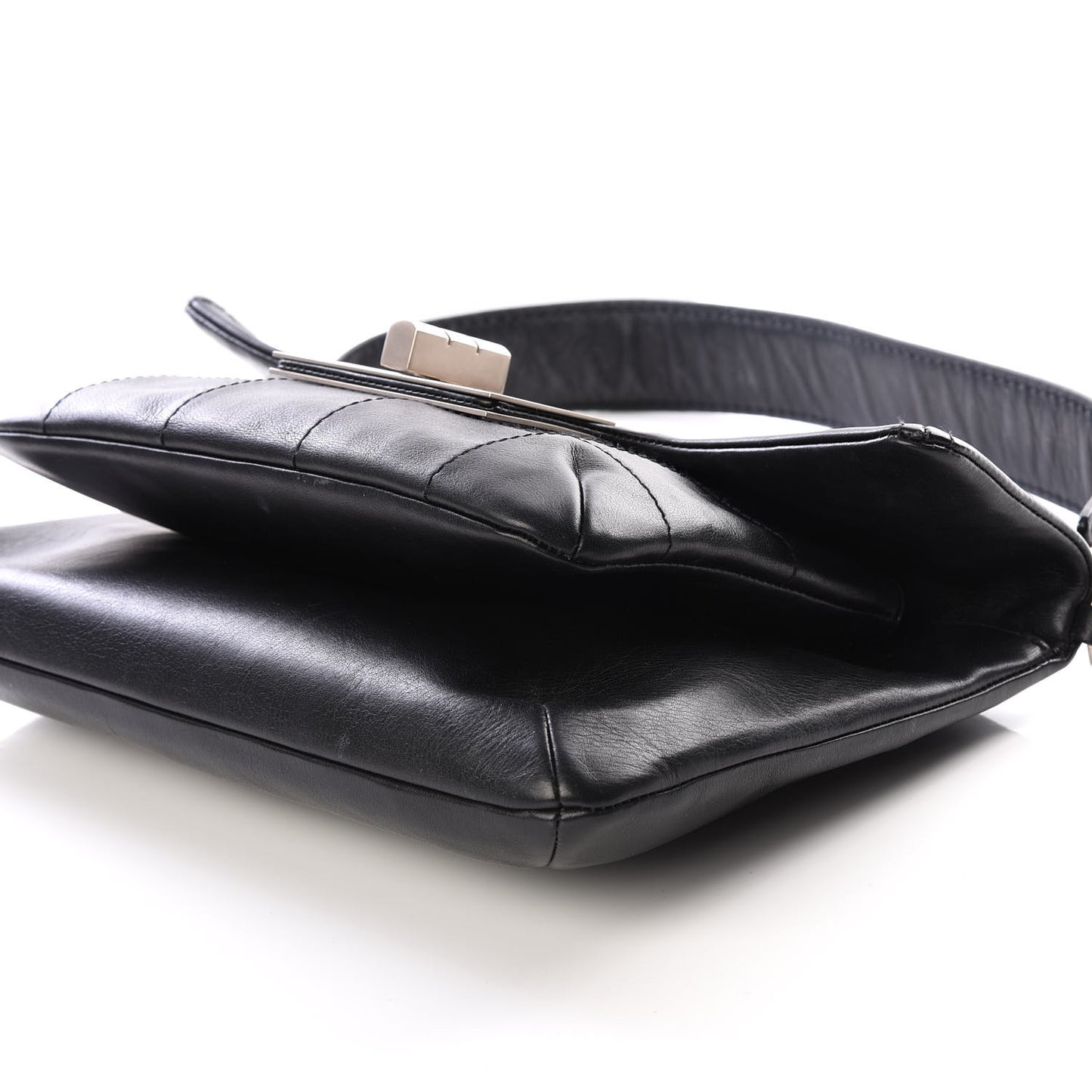 Calfskin Square Stitched Mademoiselle Shoulder Bag Black