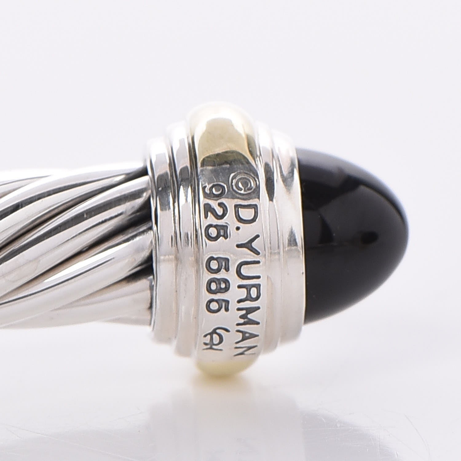 David Yurman Sterling Silver 14K Yellow Gold Black Onyx 7mm Cable Classics Bracelet 5 of 5