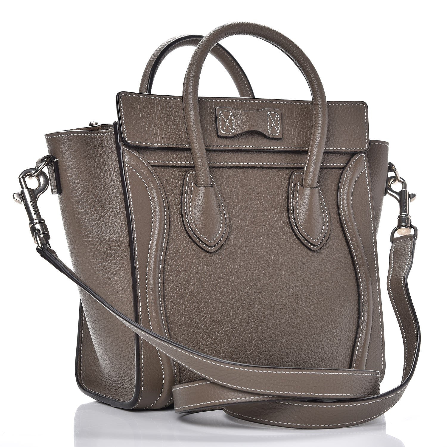 Celine Drummed Calfskin Nano Luggage Souris 3 of 9