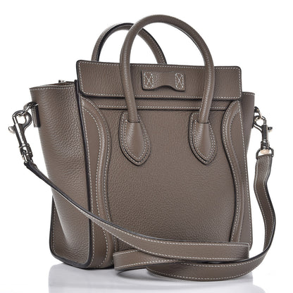 Celine Drummed Calfskin Nano Luggage Souris 3 of 9
