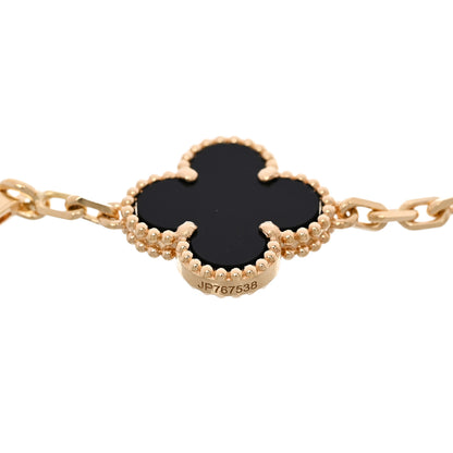 Van Cleef & Arpels 18K Yellow Gold Black Onyx 5 Motifs Vintage Alhambra Bracelet 3 of 5