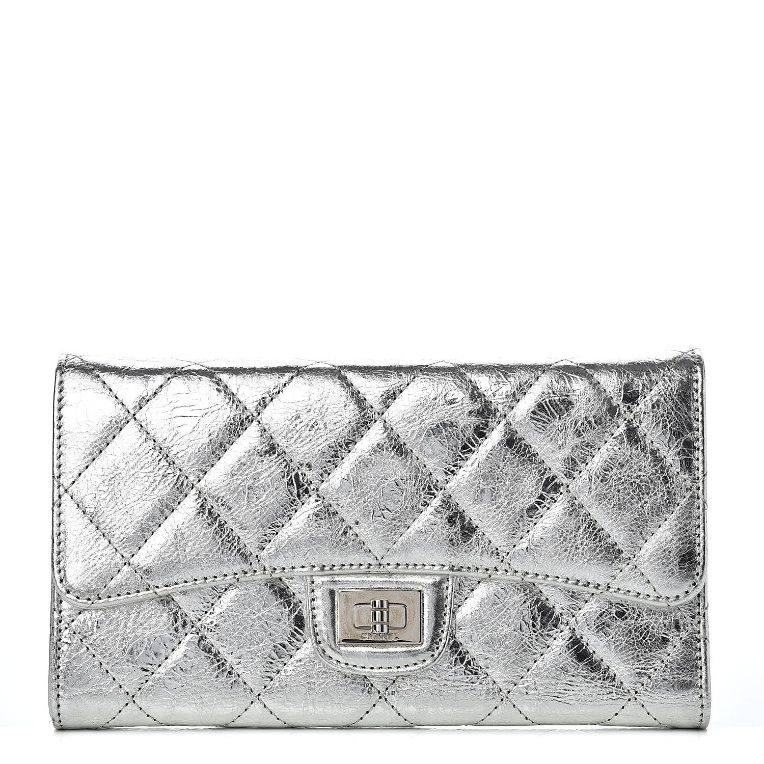 Chanel Metallic Aged Calfskin Quilted Reissue Long Flap Wallet Light Silver 1 of 16