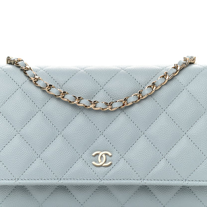 Chanel Caviar Quilted Wallet On Chain WOC Light Blue 9 of 12