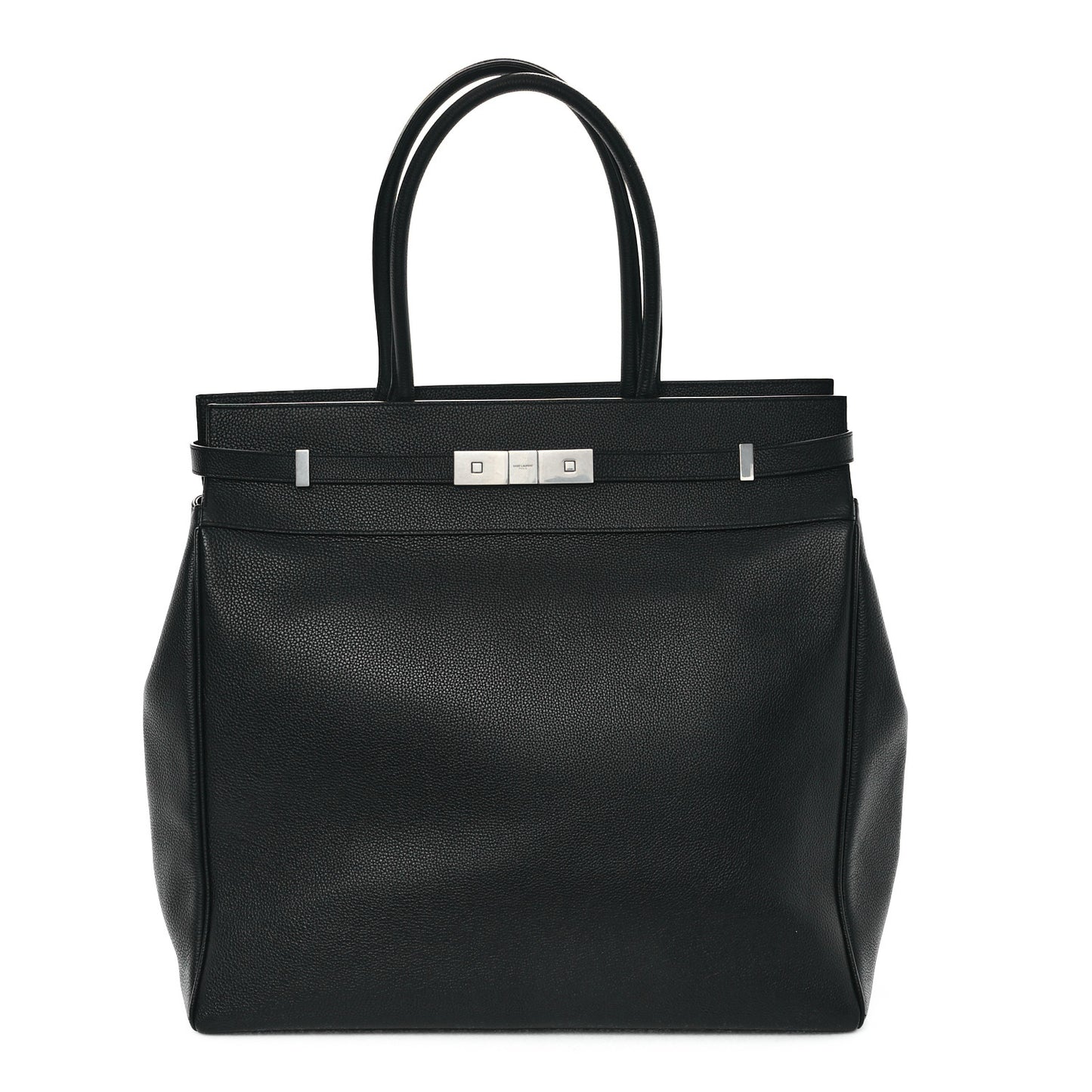 Grained Calfskin Manhattan North South Shopper Tote Black
