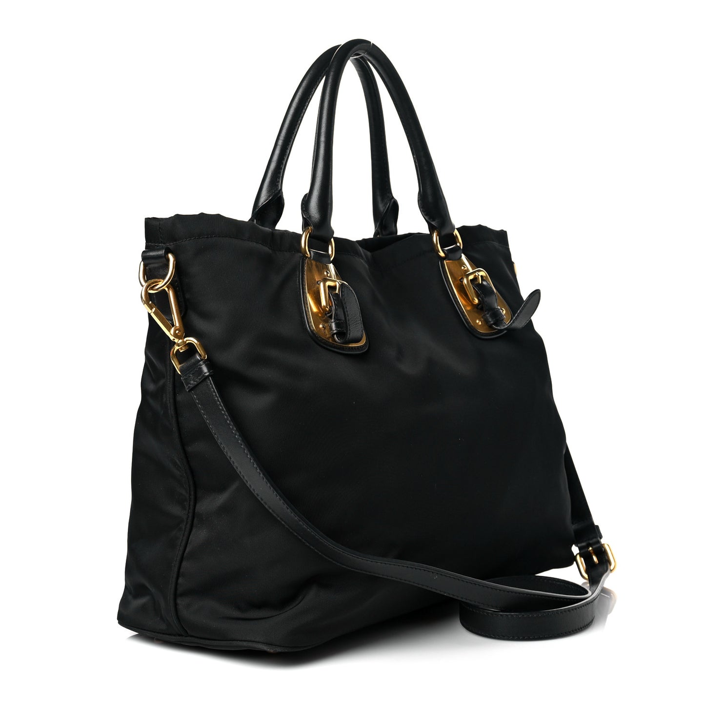 Tessuto Nylon Soft Calfskin Tote Black