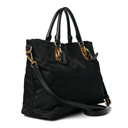 Prada Tessuto Nylon Soft Calfskin Tote Black 3 of 15