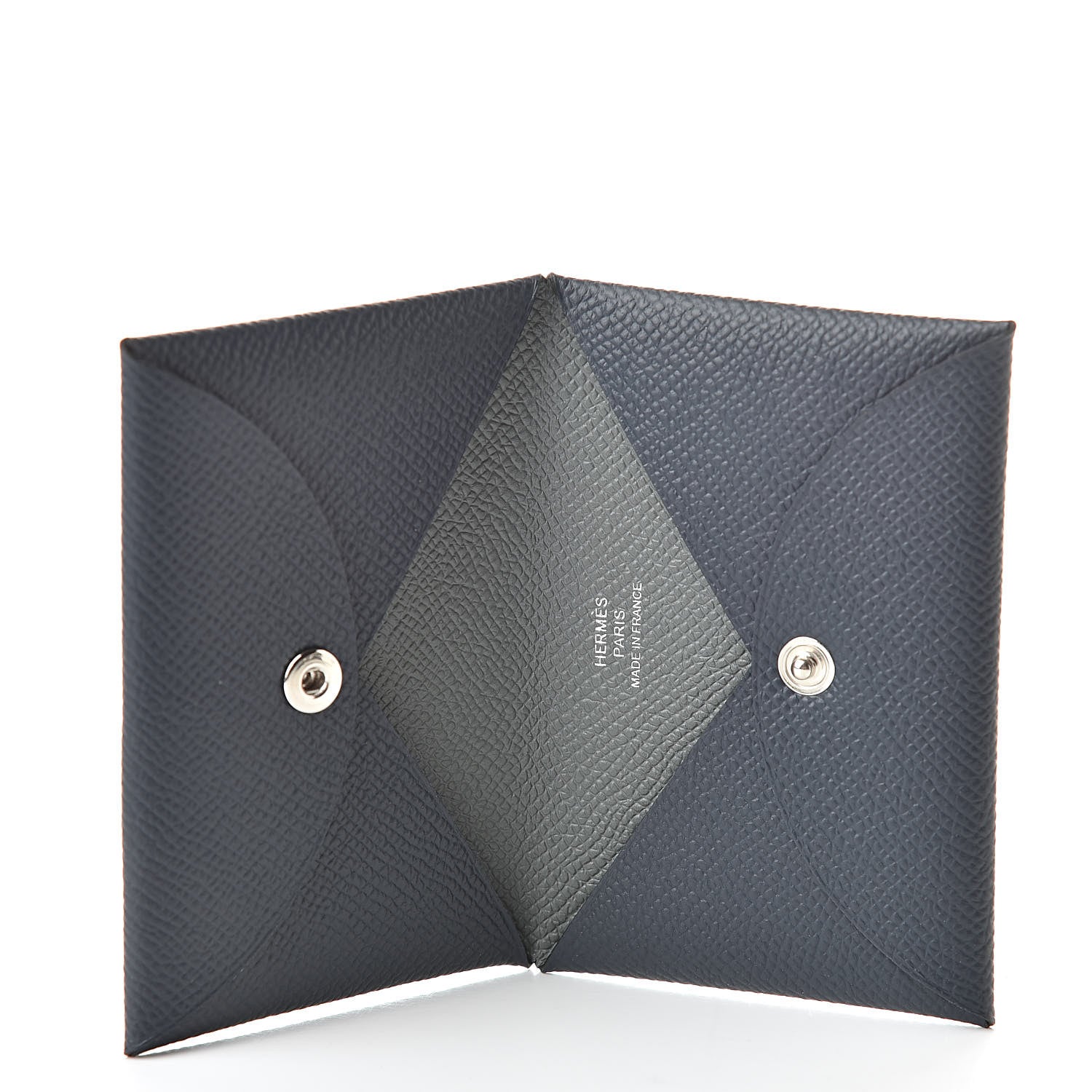 Hermes Epsom Verso Calvi Card Case Bleu Indigo Vert Amande 5 of 7