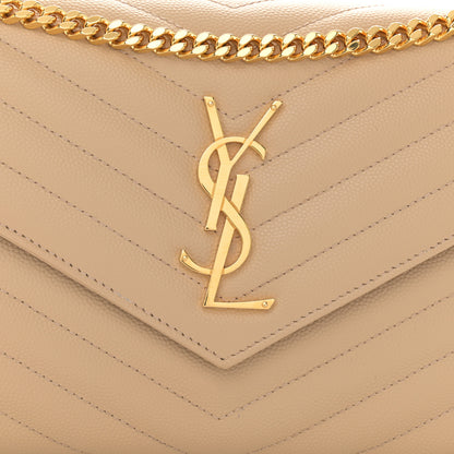 Saint Laurent Grain De Poudre Matelasse Chevron Monogram Chain Wallet Nude Powder 8 of 11