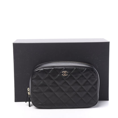 Chanel Lambskin Quilted Medium Curvy Pouch Cosmetic Case Black 9 of 9