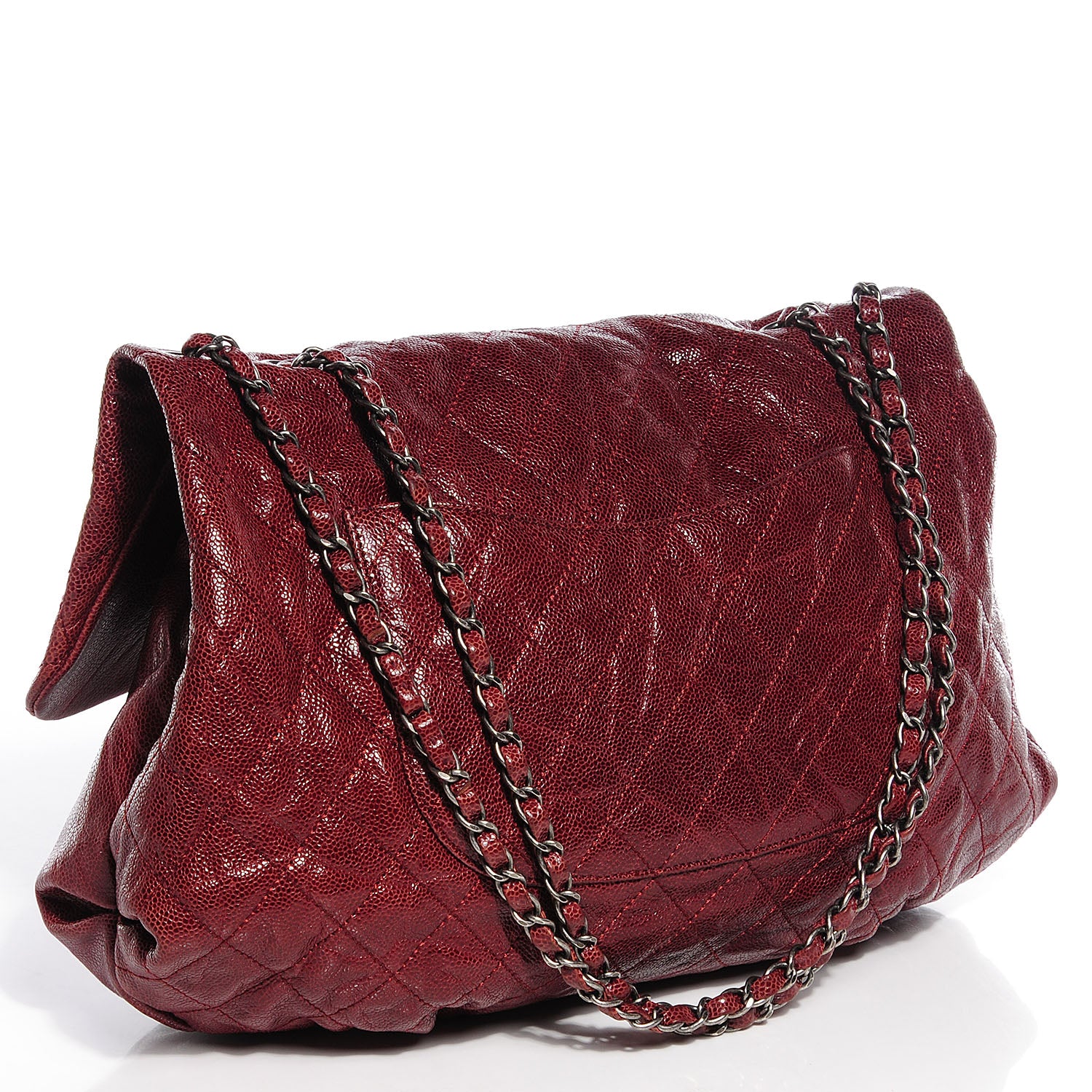 Chanel Grained Calfskin Maxi Elastic Flap Burgundy 3 of 8