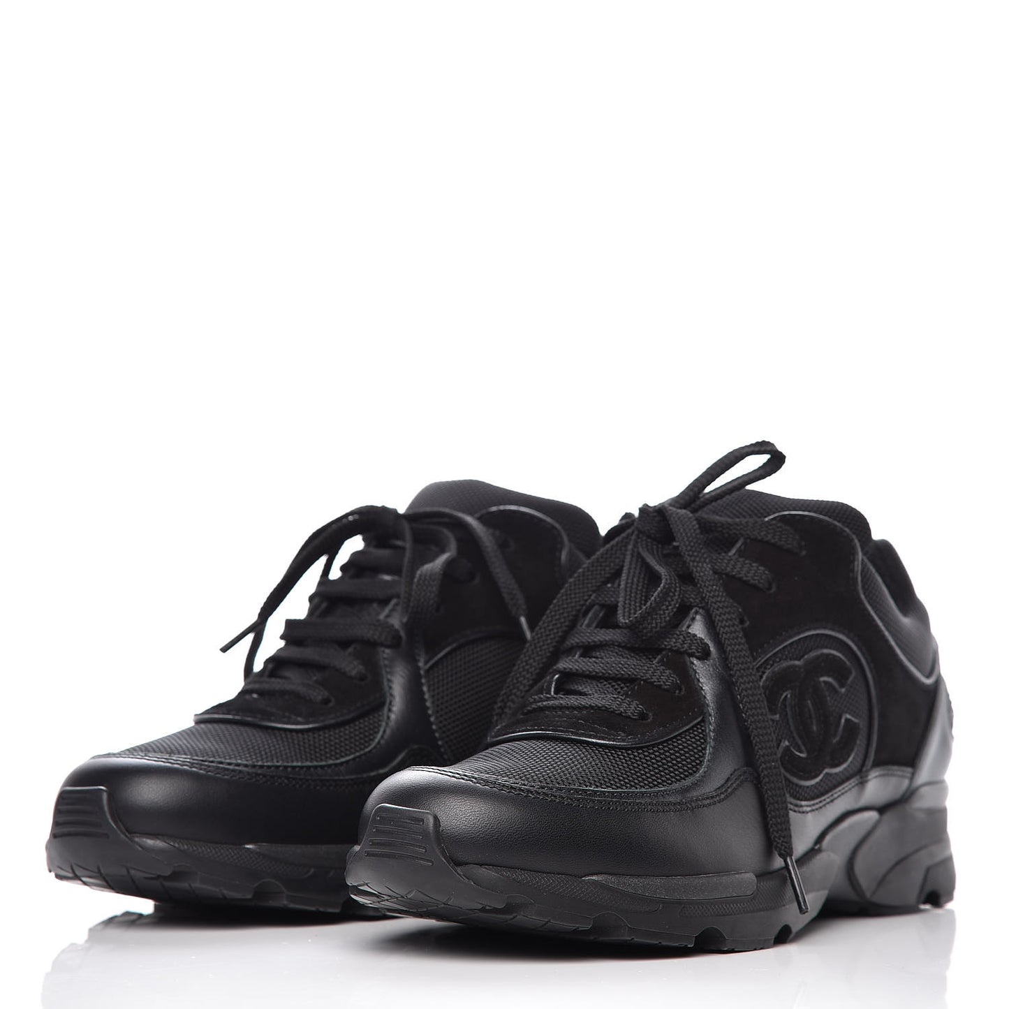 Toile Suede Calfskin CC Sneakers 35.5 Black