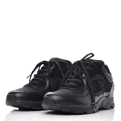 Chanel Toile Suede Calfskin CC Sneakers 35.5 Black 3 of 9
