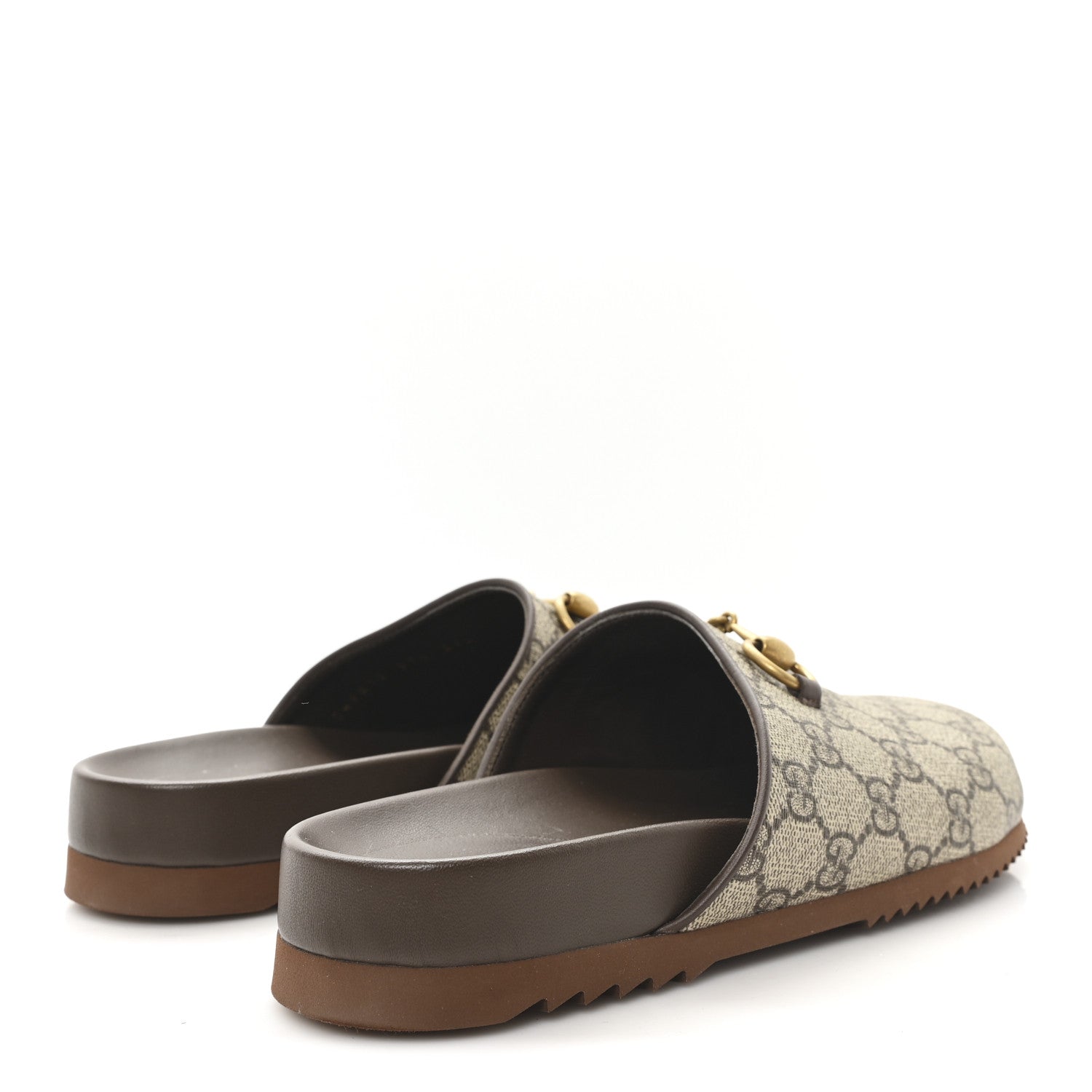Gucci GG Supreme Monogram Miro Soft Calfskin Womens Horsebit Slippers 37.5 Beige Ebony New Acero 5 of 9