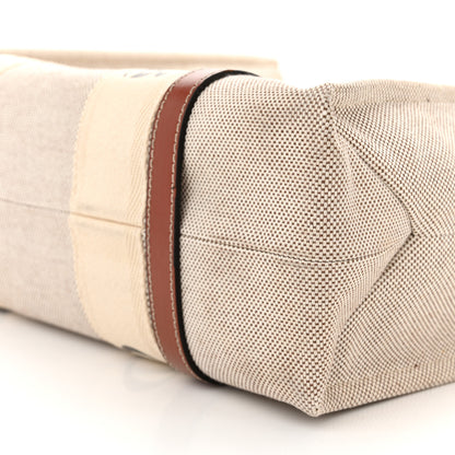 Chloe Cotton Calfskin Medium Woody Ribbon Tote White Brown 10 of 11