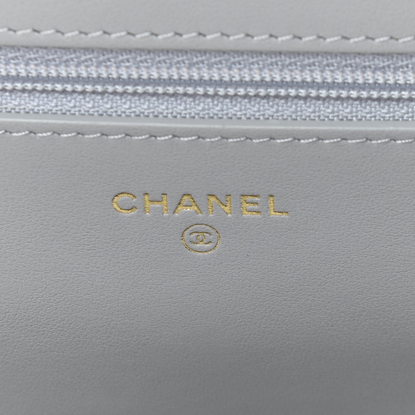 Caviar Quilted Boy Wallet On Chain WOC Grey