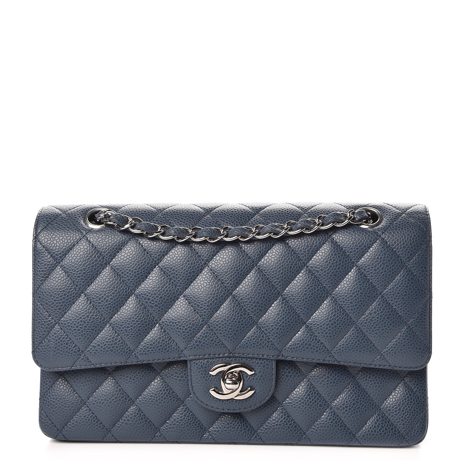 Chanel Caviar Quilted Medium Double Flap Dark Blue 1 of 8