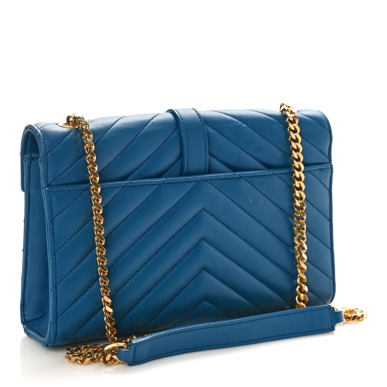 Saint Laurent Lambskin Matelasse Chevron Small Monogram Satchel Royal Blue 3 of 10