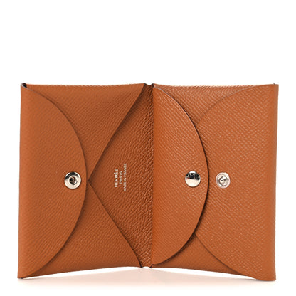 Hermes Epsom Calvi Duo Card Case Gold 5 of 8