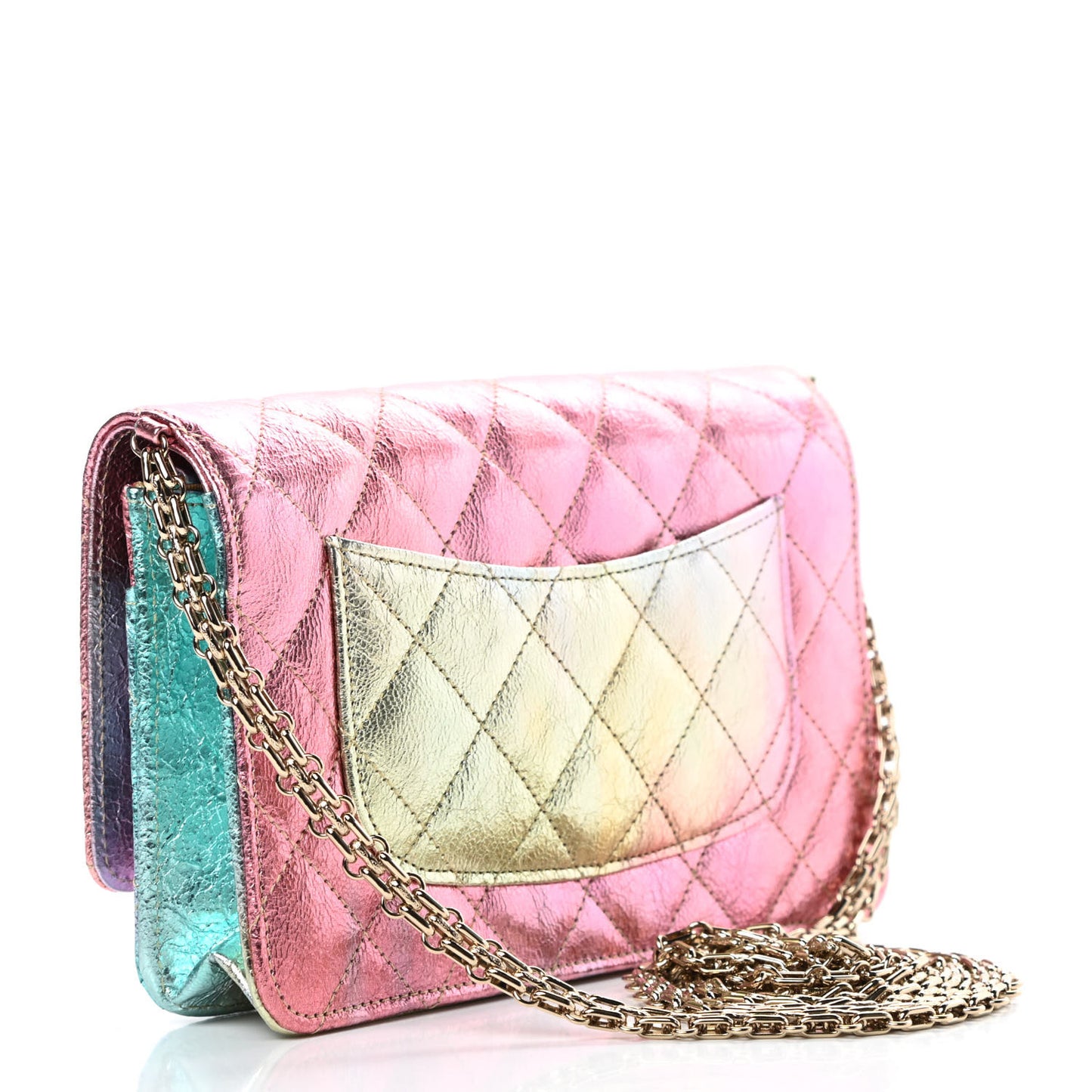 Metallic Goatskin Quilted 2.55 Reissue Wallet on Chain WOC Multicolor