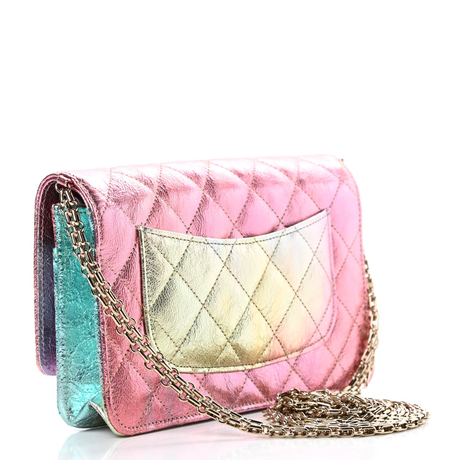 Chanel Metallic Goatskin Quilted 2.55 Reissue Wallet on Chain WOC Multicolor 3 of 12