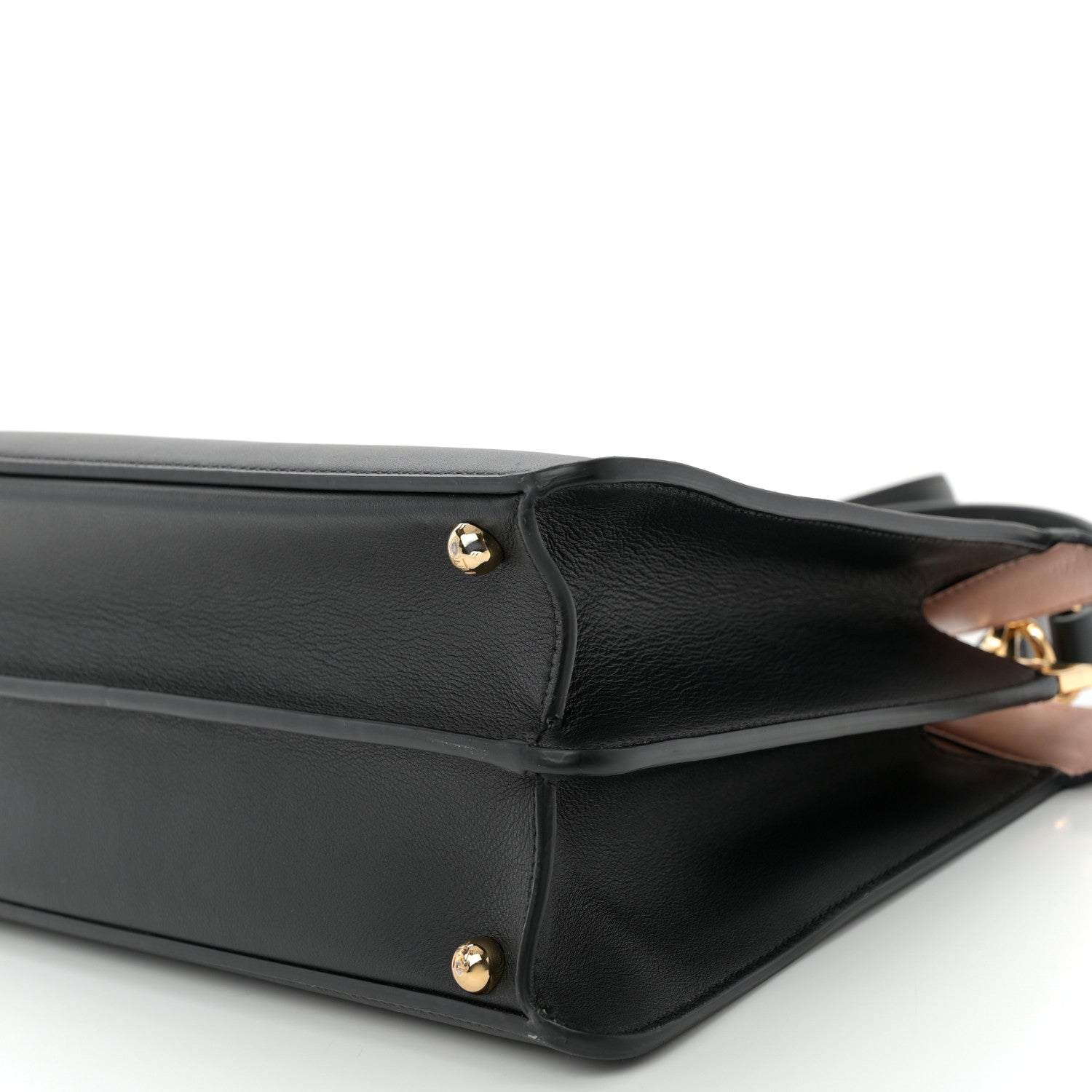 Fendi Vitello Seta Shiny Nappa Medium Peekaboo I SEE U Satchel Black Light Rose 11 of 11